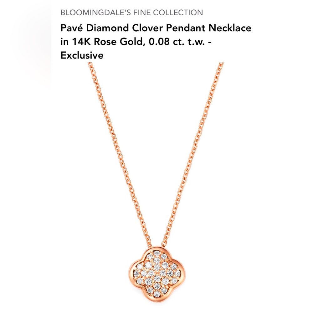 Bloomingdales Fine Collection 14k Rose Gold Clover with Pave Daimonds